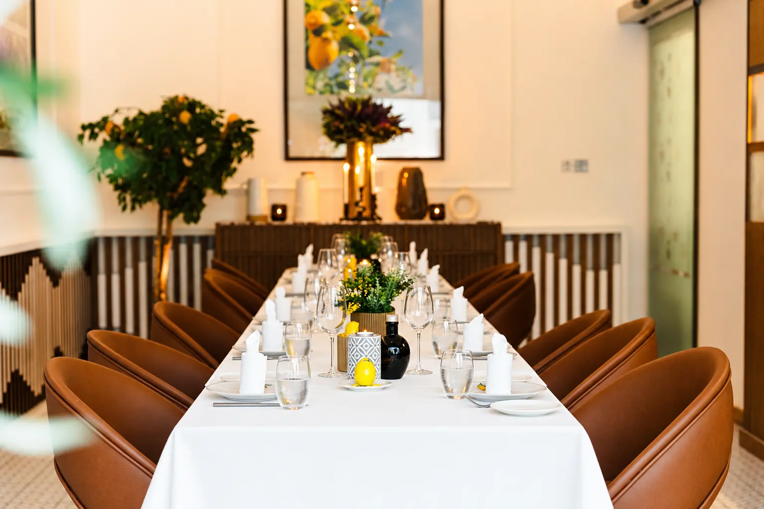 Elegant private dining room interior at il Pastaio Dubai